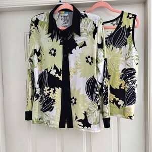 2 pc Floral Blouse & Shell